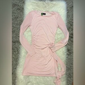 Pink Ruched Tie Dress
